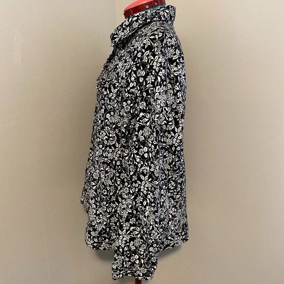 Charter Club BOHO Button Up Cotton Black & White Womens Jacket Size 2X - Picture 4 of 9